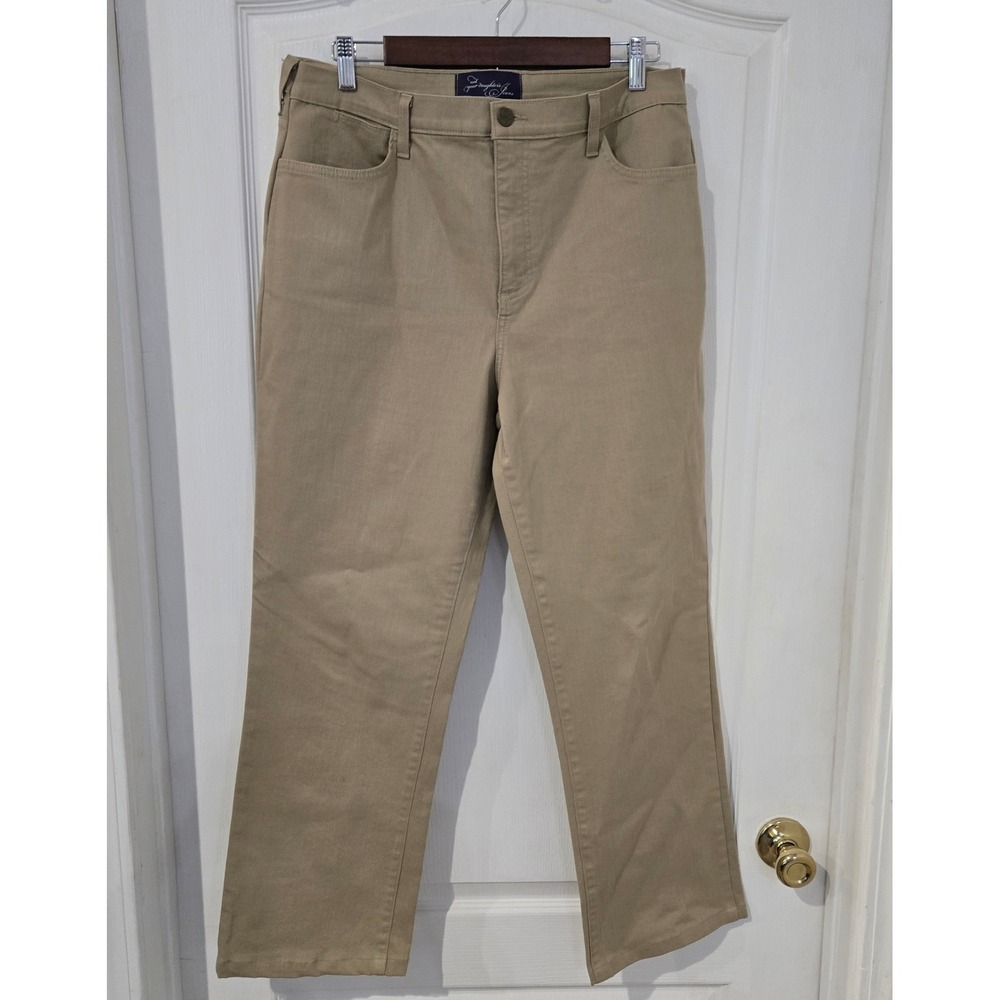 NYDJ Straight Leg Pants Women 14 taken in see pics Tan Lift Tuck Khaki